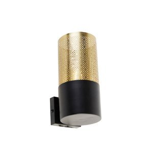 Industriële wandlamp zwart met goud 7,5 cm - Raspi