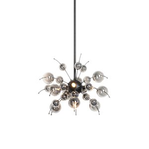 Design hanglamp zwart met smoke glas 4-lichts - Explode