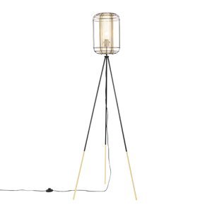 Designová stojací lampa stativ černá se zlatou - Gaze