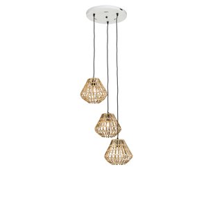 Hanglamp bamboe met wit rond 3-lichts - Canna Diamond