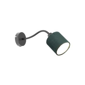 Wandlamp zwart met kap groen schakelaar en flex arm - Merwe