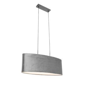 Moderní závěsná lampa černá s šedým stínidlem 2-light - Tanbor