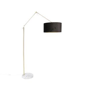 Moderní stojací lampa zlaté velurové stínidlo černá 50 cm - Redakce