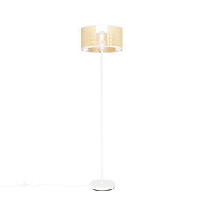 Retro stojací lampa bílá s ratanem 40 cm - Akira