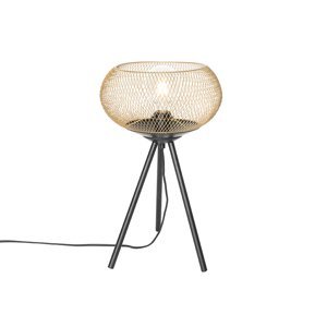 Moderní stativová stolní lampa černá se zlatou - Lucas