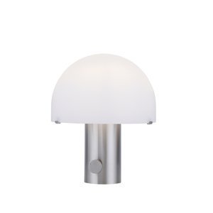 Designová stolní lampa ocelová s bílou a stmívačem - Gomba