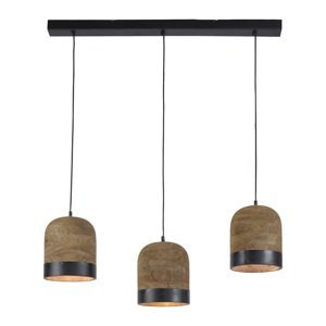 Vintage hanglamp zwart met hout 3-lichts - Romy