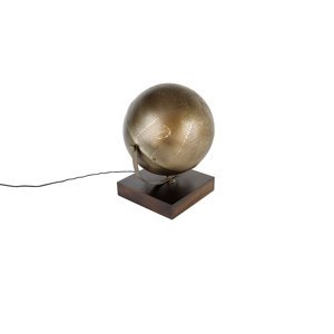Industriële tafellamp brons met hout - Haicha