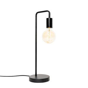 Moderní černá stolní lampa s usb - Facil