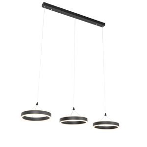 Hanglamp zwart langwerpig incl. LED 3-staps dimbaar 3-lichts - Lyani