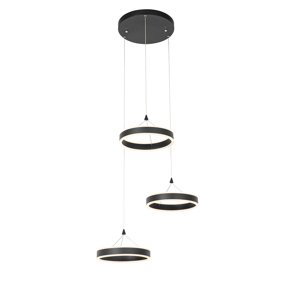 Hanglamp zwart rond incl. LED 3-staps dimbaar 3-lichts - Lyani
