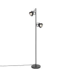 Industriële vloerlamp zwart 2-lichts - Emado