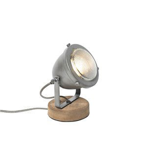 Průmyslová stolní lampa ocel se dřevem 16,5 cm - Emado