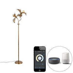 Chytrá stojací lampa zlatá 2-světelná vč.Wifi G95 - Botanica