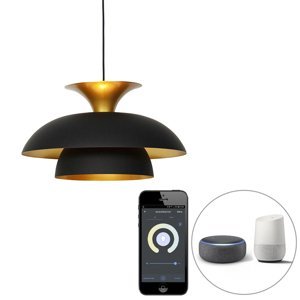 Chytrá závěsná lampa černá se zlatou včetně Wifi G95 - Titus
