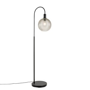 Design vloerlamp zwart met smoke glas - Chico