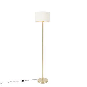 Stojací lampa mosazná se stínítkem bílá 35 cm - Simplo