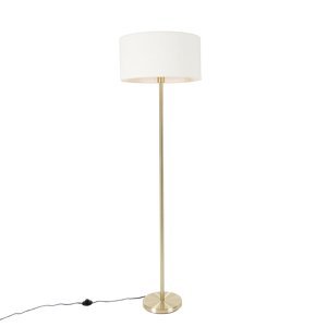 Stojací lampa mosazná se stínítkem bílá 50 cm - Simplo