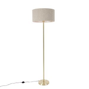Stojací lampa z mosazi s boucle stínidlo taupe 50 cm - Simplo