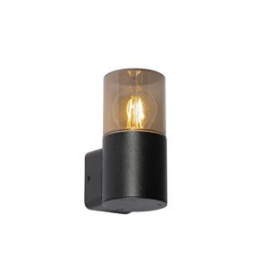 Moderne buiten wandlamp zwart met smoke kap IP44 - Odense