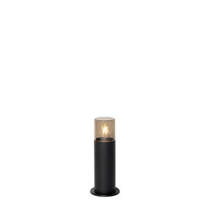 Stojací venkovní lampa černá s kouřovým stínidlem bílá 30 cm IP44 - Odense