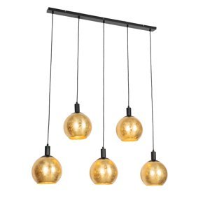 Design hanglamp goud met zwart 5-lichts - Bert