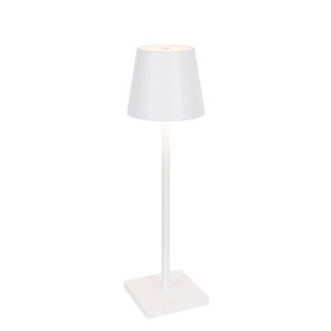 Venkovní stolní lampa bílá včetně LED a dobíjecího stmívače - Jackson