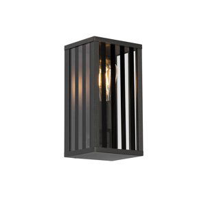 Moderne buiten wandlamp zwart met smoke glas 26 cm IP44 - Dijon