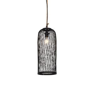 Landelijke buiten hanglamp zwart rotan 25 cm - Calamus