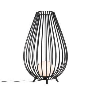 Designová venkovní stojací lampa černá s opálovým sklem 110 cm IP44 - Angela