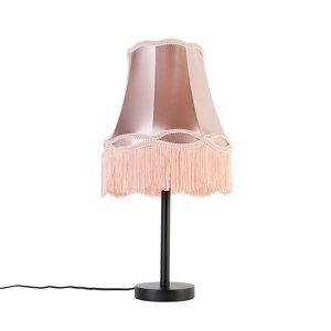 Klasická stolní lampa černá s odstínem babička růžová 30 cm - Simplo