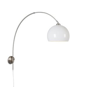 Retro nástěnná ocelová oblouková lampa s nastavitelným bílým stínidlem
