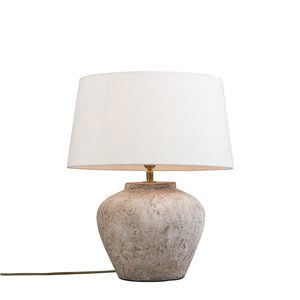 Klasická stolní lampa hnědá s bílým odstínem - Inca XS