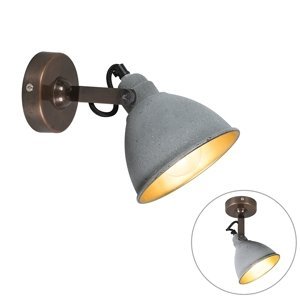 Průmyslová nástěnná lampa šedá s bronzem - Liko