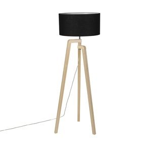 Moderní stojací lampa dřevo s černým odstínem 45 cm - Puros