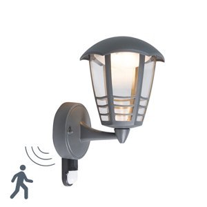 Moderní venkovní lampa tmavě šedá včetně LED s pohybovým senzorem - Mara