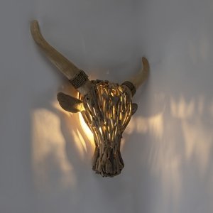 Designové nástěnné svítidlo dřevo - Bull