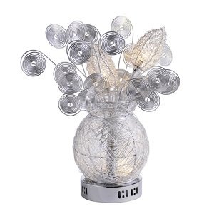 Hliníková stolní lampa ve tvaru vázy ve tvaru vázy se světelnou kyticí - Vasilia