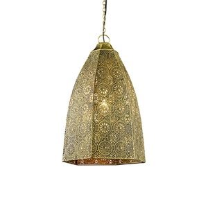 Vintage šestihranná závěsná lampa starý bronz - Irene