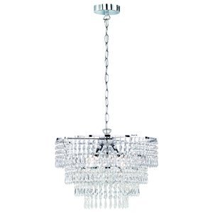 Klasická kulatá závěsná lampa chrom s krystalem - Orient