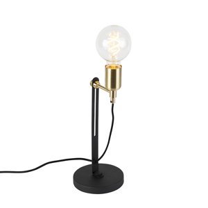 Moderní elegantní stolní lampa černá s mosaznými akcenty - Slide