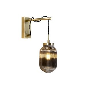 Art Deco nástěnná lampa mosaz s kouřovým sklem - Bolsena