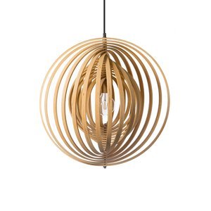 Designová kulatá závěsná lampa v barvě dřeva - řada