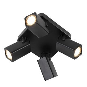 Modern Square Adjustable Spotlights 4 Black - Warden
