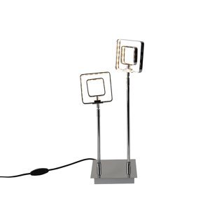 Designová stolní lampa chromovaná včetně 2 LED nastavitelného světla - Smack