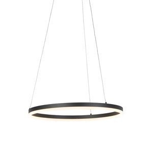 Moderní kruhová závěsná lampa černá 60 cm včetně LED a stmívače - Anello