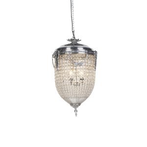 Vintage závěsná lampa krystal 45cm stříbrná - Cesar