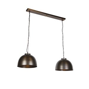 Sada 2 průmyslových závěsných lamp tmavého bronzu na paprsku 100 cm - Hoodi