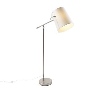 Moderní stojací lampa z oceli s bílým stínidlem - Meral