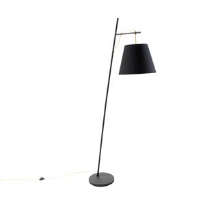 Moderní stojací lampa černá s odstínem černé a zlaté - Andrie